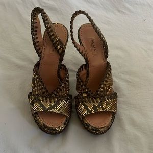 Alaia brown snake heels
